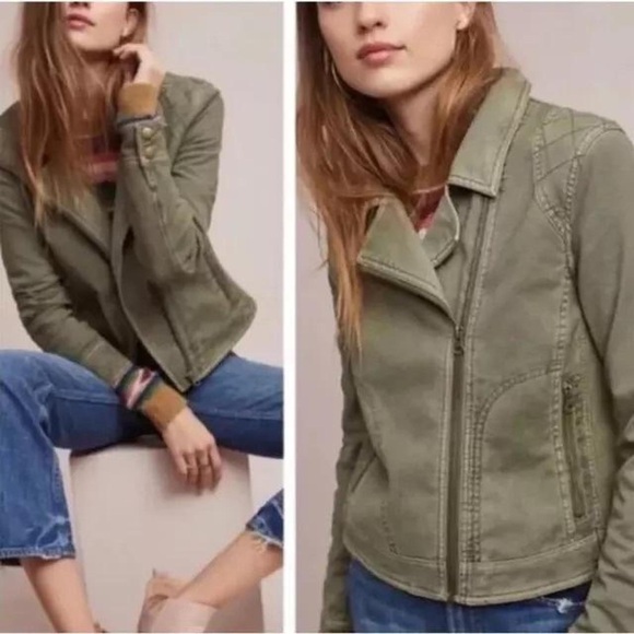 Anthropologie | Easy Moto Jacket in Green Size XS - Picture 3 of 13